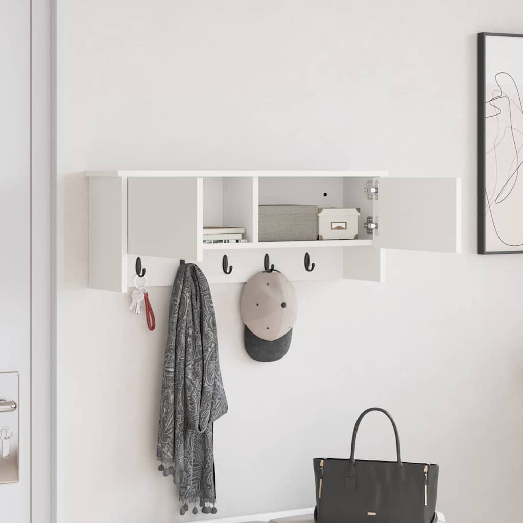 Wandmontierter Kleiderständer mit Regal Weiß 80 x 20 x 30 cm